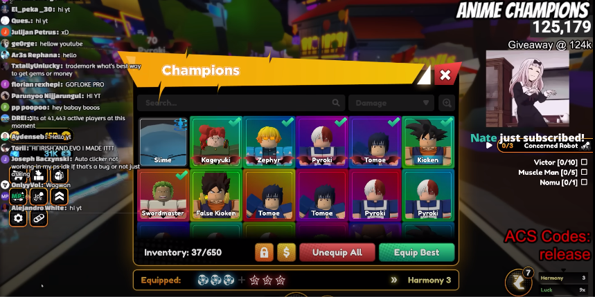 How Harmony works in Anime Champions Simulator